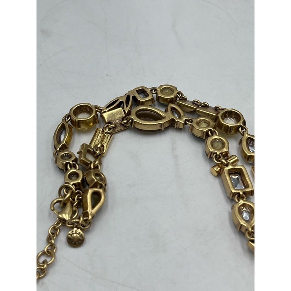 J. Crew Factory Natural Stone Rhinestone Parade Gold Tone Necklace - Picture 13 of 16